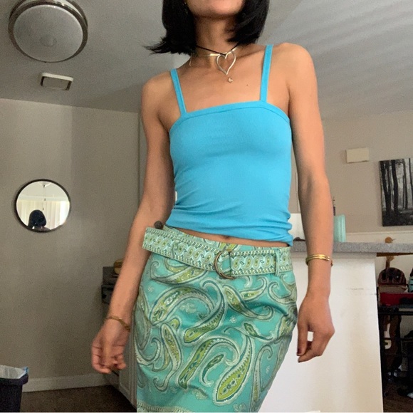 Pattern Skirt ~Valerie Stevens Petite💚💙With Belt - Picture 3 of 8